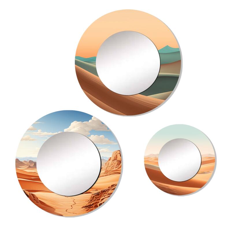 Designart "Black Waveform Dreams" Fractals Mirror Set Of 3 Black